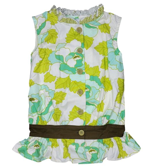 Persnickety NWT 70s inspired sleeveless top green white brown 100% cotton size 5 - Picture 4 of 4